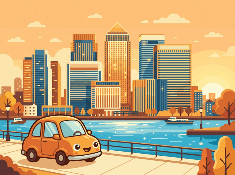 Illustration of a London landmark near Tower Hamlets